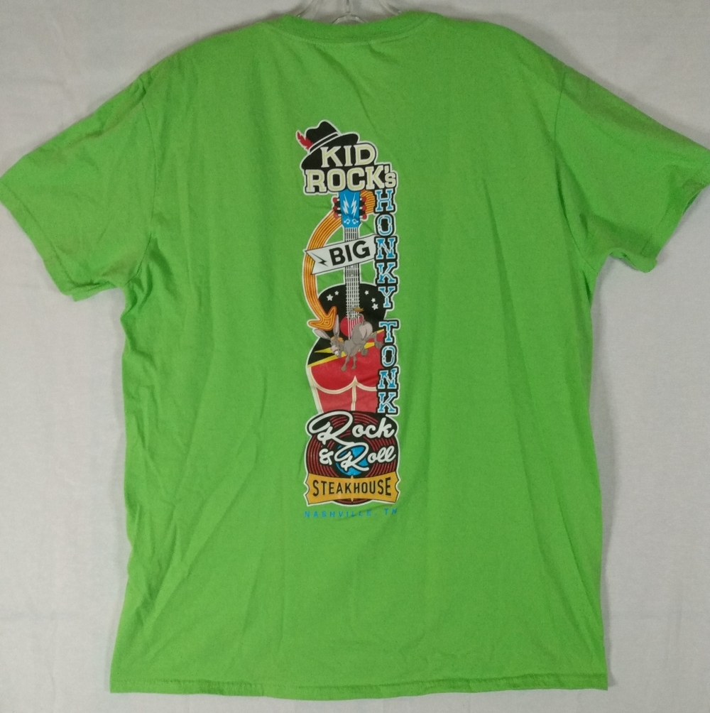 Kid Rock's Big Honky Tonk Rock & Roll Steakhouse Tshirt Mens L Lime Green